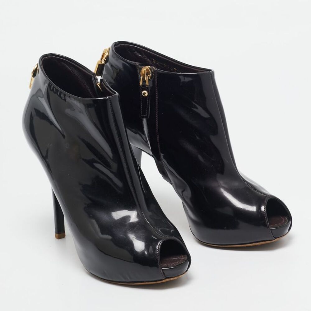 Louis Vuitton Oh Really! Size 36 Burgundy Patent Leather Ankle Length Boots - Picture 4 of 7